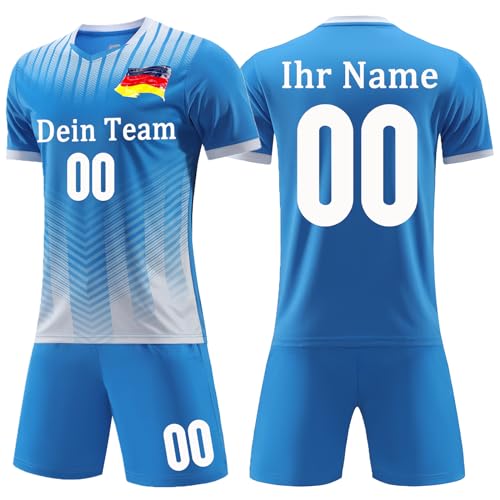 OPUTWDF Trikot Personalisiert Fussball Trikot Jungen Kinder - Fußball Shorts&Trikots mit GRATIS Name Nummer Team Logo Football Trikot von OPUTWDF