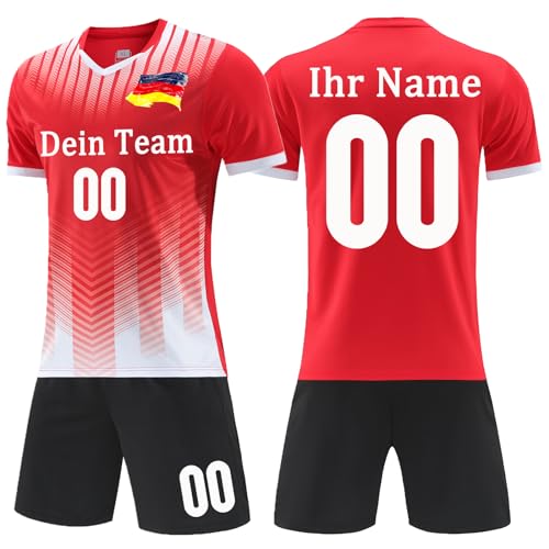 OPUTWDF Trikot Personalisiert Fussball Trikot Jungen Kinder - Fußball Shorts&Trikots mit GRATIS Name Nummer Team Logo Football Trikot von OPUTWDF