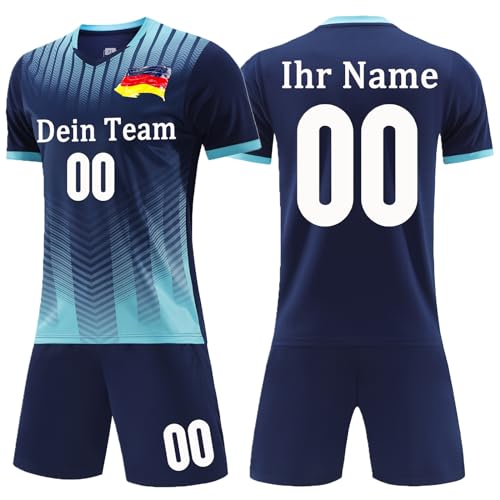 OPUTWDF Trikot Personalisiert Fussball Trikot Jungen Kinder - Fußball Shorts&Trikots mit GRATIS Name Nummer Team Logo Football Trikot von OPUTWDF
