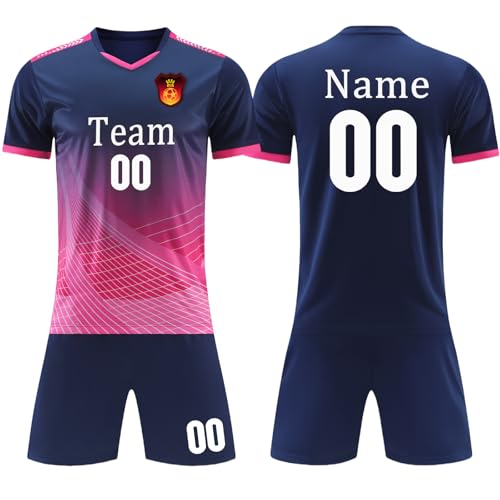 OPUTWDF Trikot Personalisiert Fussball Trikot Jungen Kinder - Fußball Shorts&Trikots mit GRATIS Name Nummer Team Logo Football Trikot von OPUTWDF