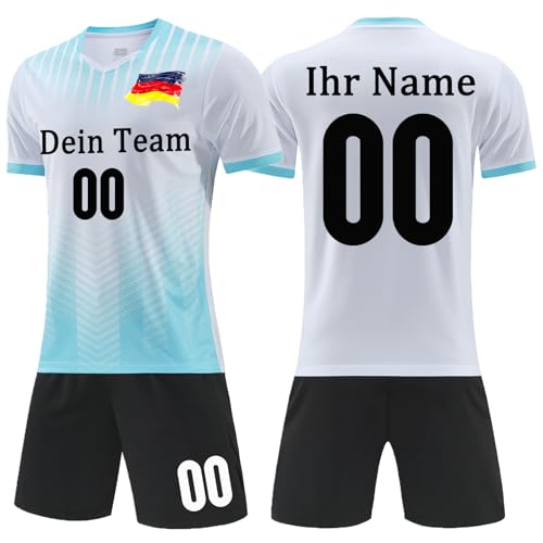 OPUTWDF Trikot Personalisiert Fussball Trikot Jungen Kinder - Fußball Shorts&Trikots mit GRATIS Name Nummer Team Logo Football Trikot von OPUTWDF