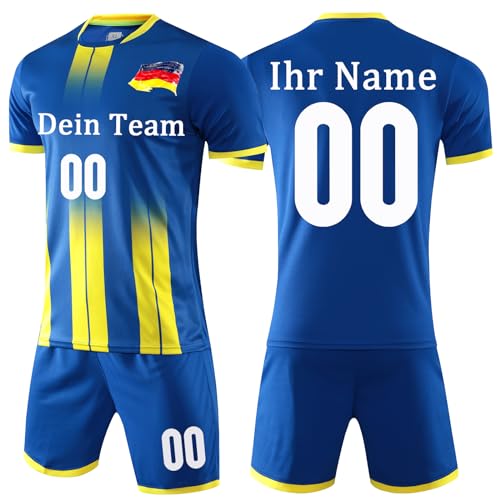 OPUTWDF Trikot Set Personalisiert Fußballtrikot Kinder mit Eigenem Namen und Nummer Benutzerdefinierte Fussball Trikot Kinder Jungs Set von OPUTWDF