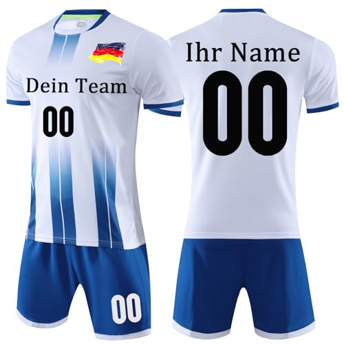 OPUTWDF Trikot Set Personalisiert Fußballtrikot Kinder mit Eigenem Namen und Nummer Benutzerdefinierte Fussball Trikot Kinder Jungs Set von OPUTWDF