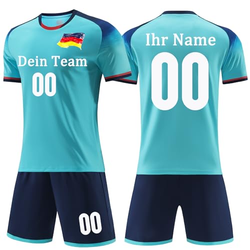 OPUTWDF Trikots Benutzerdefiniert Jeder Name Nummer Team Logo - T-Shirt&Shorts Fussball Set Kinder Männer Jungen Personalisierte Fußballtrikots von OPUTWDF