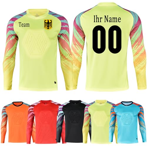 Personalisierte Kinder Torwart Trikots Jungen Fußball Trikot Gepolstert Torwart Shirt Langarm Sport Shirt Benutzerdefiniert Torwarttrikot Tops mit Namen von OPUTWDF