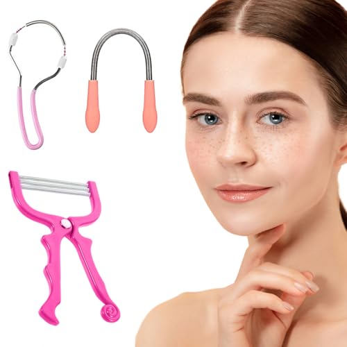OPVYAEU 3 Stück Gesichtshaarentfernung Frühling Epilierer Frühling Gesicht Haar Rasierer Handheld Threading Schönheit Werkzeug Gerät Gesicht Haarentferner für Männer Frauen (Zufällige Farbe) von OPVYAEU