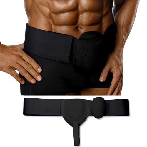 OPVYAEU Leistenbruchgürtel Für Männer Und Frauen – Bruchband Leistenbruch Bandage Links Und Rechts Tragbar – Flexibel Einstellbarer Leistenbruch Gürtel – M (Schwarz 86-112 cm Hüftumfang) von OPVYAEU