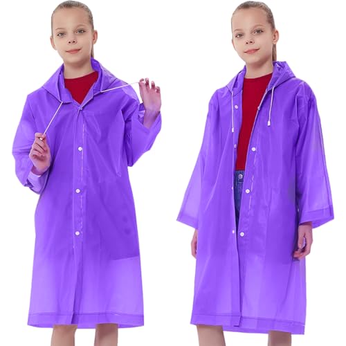 OPVYAEU Regenponcho Kinder Wasserdicht Wiederverwendbar Regencape Kinder Regenmantel Kinder, Atmungsaktiv Raincoat Kids mit Kapuze, Eva Unisex Poncho Regen für Mädchen Jungen von OPVYAEU