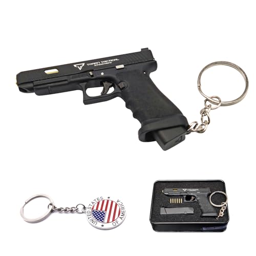 OPYLO Mini-Schlüsselanhänger mit Pistolenform, cooler Schlüsselanhänger für Herren (schwarz), Mini-Schlüsselanhänger 34, Small von OPYLO