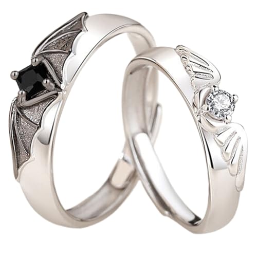 OQKAHIV 1 Paar Paarringe, Damen Trauringe, Verlobungsringe Partnerringe, Damen & Herren Trauringe, Verstellbar Partnerringe Verlobungsring Hochzeitsring Band Ring, Geschenk für Ehefrau Mann Freundin von OQKAHIV