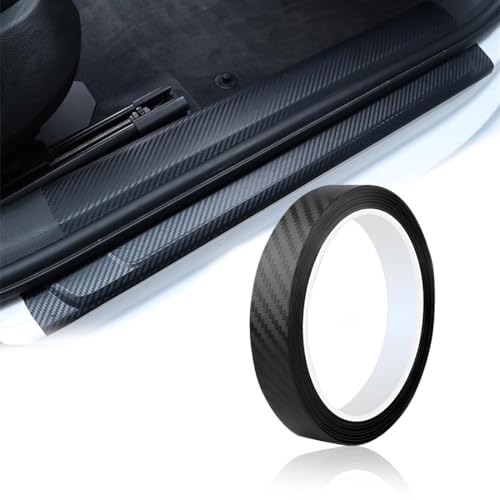 OQKAHIV 1 Stück 5m Zierstreifen für Auto, Motorrad, Boot - Carbon Schwarz, 20mm Breite - Seitenstreifen & Dekorstreifen, mit Klebestreifen & Schutzfilm für Autotürkantenschutz und Anti-Kratzer-Effekt von OQKAHIV