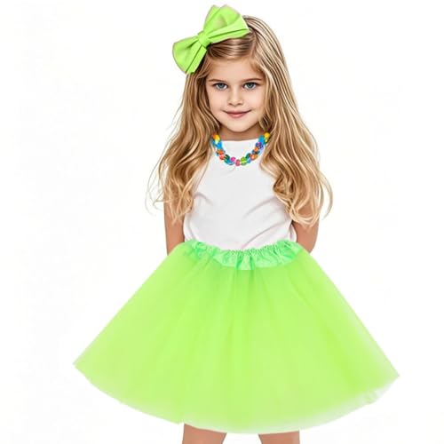 OQKAHIV 1 Stücke Tütü Minirock, Tüllrock Kinder, Tütü Mädchen, Tütü Kinder, Tüllrock Mädchen, Tüllrock Kinder Mädchen Röcke Tutu, Prinzessin Tüllrock, 3 Schichten Tüll Ballett Tanz Rock (Fruchtgrün) von OQKAHIV