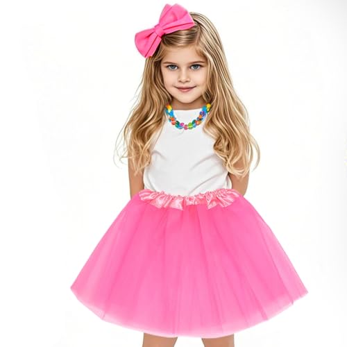 OQKAHIV 1 Stücke Tütü Minirock, Tüllrock Kinder Mädchen Röcke Tutu, Prinzessin Tüllrock, Tüllrock Mädchen, Ballettrock Prinzessin Tüllrock, 3 Schichten Tüll Paillette Ballett Tanz Rock (Dunkelrosa) von OQKAHIV