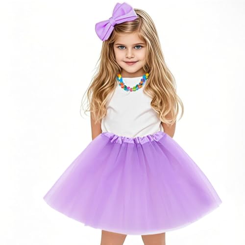 OQKAHIV 1 Stücke Tütü Minirock, Tütü Mädchen, Tütü Kinder, Tüllrock Kinder Mädchen Röcke Tutu, Prinzessin Tüllrock, 3 Schichten Tüll Paillette Ballett Tanz Rock, Mädchen Tanzkleid (Hellviolett) von OQKAHIV
