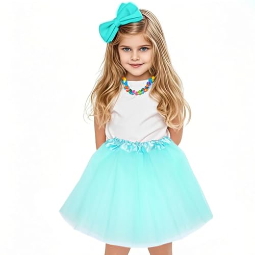 OQKAHIV 1 pcs Tütü Minirock, Tüllrock Kinder Mädchen Röcke Tutu, Tüllrock Kinder, Tütü Mädchen, Tütü Kinder, Tüllrock Mädchen, Prinzessin Tüllrock, 3 Schichten Tüll Paillette Ballett Tanz Rock (Aqua) von OQKAHIV