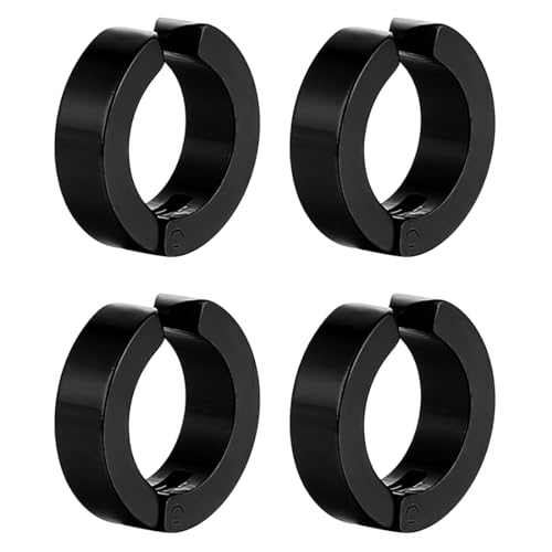 OQKAHIV 2 Paare Herren Ohrringe Edelstahl Creolen Hoops Earrings Set Ohrringe Männer Frauen Knorpel Helix Piercing Ohr Mode Punk Ohrringe Creolen Schwarz Ohrringe, Kein Ohrlochstechen nötig! von OQKAHIV