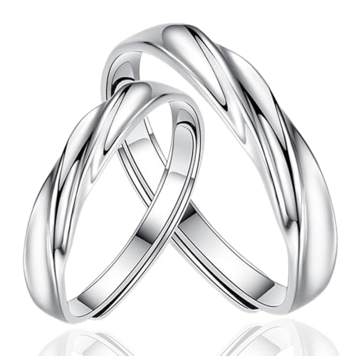 OQKAHIV 2 pcs Ring Edelstahl Wickelring Damen Fingerring, Frauen Verstellbare Ring Ewigkeit Verdrehtes Seil Ring Eheringe Verlobungsring Damen Trauringe Fingerring Engagement Promise Schmuck von OQKAHIV