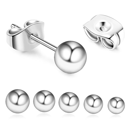 OQKAHIV 5 Paar Perlenohrringe Silber, Perlenohrringe, Silber Perlenohrstecker, Damen Ohrstecker, Perlen Ohrringe Damen, Perlenohrstecker mit Perlen, Ohrringe Set für Damen Mädchen, Damen Ohrstecker von OQKAHIV