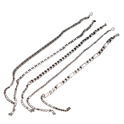 OQKAHIV 5er Set zierliche, wasserdichte, verstellbare Fußkettchen für Frauen, mit mehrschichtigen Silberketten, als Seil- oder Link-Design, perfekt für den Strand und femininen Schmuck-Look von OQKAHIV