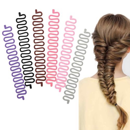 OQKAHIV Französischer Haarstyling-Clip für Zöpfe und Flechtfrisuren, 6pcs, für Damen und Mädchen, DIY-Haarschmuck, praktisches Zubehör zum Haarstyling, mit Sticky Fishbone-Technologie, Magic Hair Clip von OQKAHIV