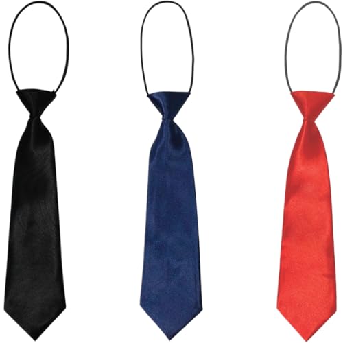 OQKAHIV Set aus 3 Jungen Krawatten mit Gummiband in Seidenoptik und Satin, perfekt für Hochzeit, Abschlussfeier und Veranstaltungen, In diversen Uni-Farben, in Universalgröße von OQKAHIV