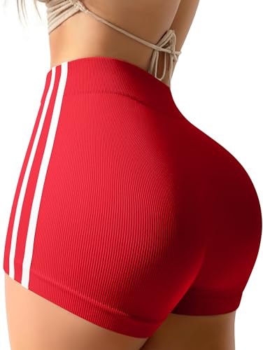 OQQ 1er Pack Damen Shorts Hohe Taille Elastische Cycling Active Fitness Shorts Gym Sommer Rot von OQQ