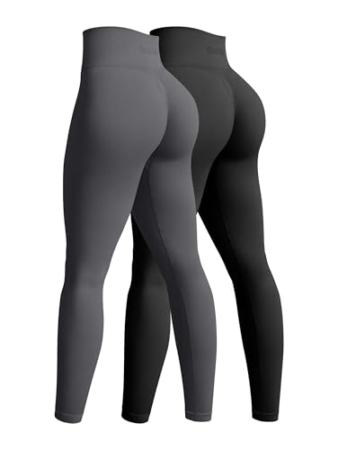 OQQ 2-teilige Yoga Leggings für Damen Nahtlos Workout Hohe Taille Po-Lifting Athletische Leggings Schwarz Dunkelgrau OQQ 2-teilige Yoga Leggings für Damen Nahtlos Workout Hohe Taille Po-Lifting Athletische Leggings Schwarz Dunkelgrau von OQQ