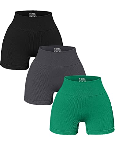 OQQ 3-teilige Leggings für Damen, Yoga-Shorts, Workout, athletisch, nahtlos, hohe Taille, Fitnessstudio-Leggings, A: Schwarz, Grau, Grün, Klein OQQ 3-teilige Leggings für Damen, Yoga-Shorts, Workout, athletisch, nahtlos, hohe Taille, Fitnessstudio-Leggings, A: Schwarz, Grau, Grün, Klein von OQQ