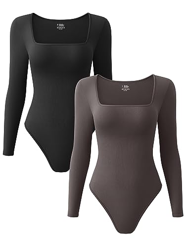 OQQ 2-teiliger Damen Body Sexy Gerippt Einteilig Quadratischer Ausschnitt Langärmelig Bodysuits Schwarz Teeblatt OQQ 2-teiliger Damen Body Sexy Gerippt Einteilig Quadratischer Ausschnitt Langärmelig Bodysuits Schwarz Teeblatt von OQQ