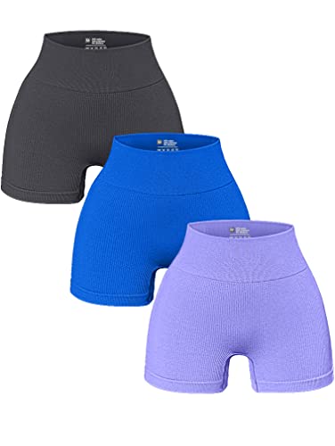 OQQ Damen-Laufshorts, sportlich, lässig, Grau Blau1 Lila, S von OQQ