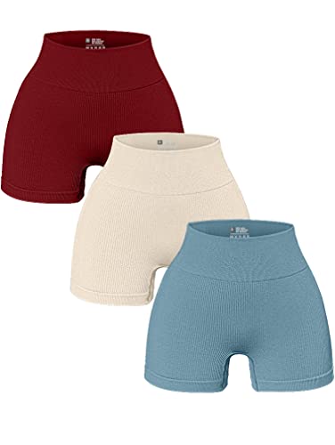 OQQ Damen-Laufshorts, sportlich, lässig, Weinrot Beige Blau, S von OQQ