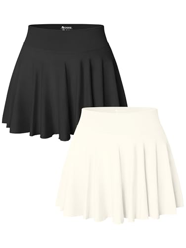 OQQ Skorts für Damen 2er Pack Hohe Taille Stylish Lässige Röcke Tennis mit Taschen Sommer Damen Skirts Schwarz Beige von OQQ