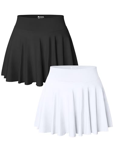 OQQ Skorts für Damen 2er Pack Hohe Taille Stylish Lässige Röcke Tennis mit Taschen Sommer Damen Skirts Schwarz Weiß von OQQ