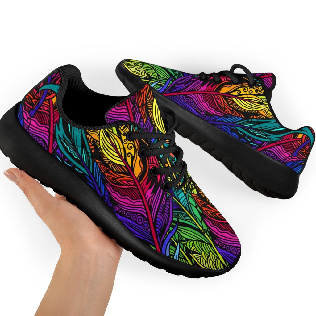 Bunte Federn Benutzerdefinierte Sneaker Für Frauen Schuhe Männer, Sport Sneakers Geschenk Sie, Canvas Schuhe, Einzigartiges Design von OQStore