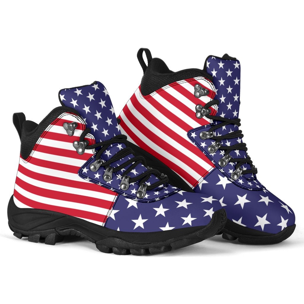Usa Flagge Alpenstiefel Für Frauen Vegane Stiefel Männer, Custom Alpine Boots, Geschenk Patrioten, Weihnachtsgeschenk von OQStore