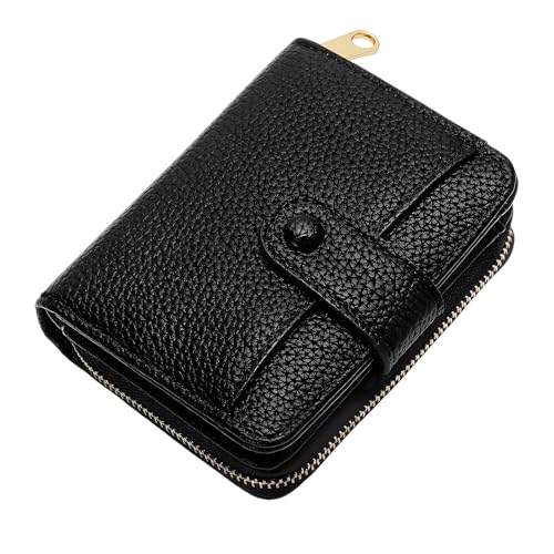 ORAGKE Damen Geldbörsen Klein mit RFID, Portemonnaie Damen Klein Mehrere Fächer, Brieftasche für Frauen PU Leder, Geldbeutel Kompakt mit Reißverschluss Münzfach, Stilvoll, Praktisch (Schwarz) von ORAGKE