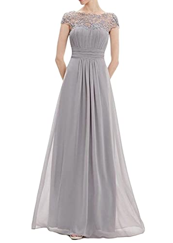 ORANDESIGNE Abendkleid Basic Chiffon Spitzen Ärmellos Brautjungfernkleider Bodenlang Spitzenkleid Elegant Cocktailkleid Ärmellos Abendkleid Chiffon Hochzeitskleid Brautjungfer Kleid Z2 Grau XL von ORANDESIGNE