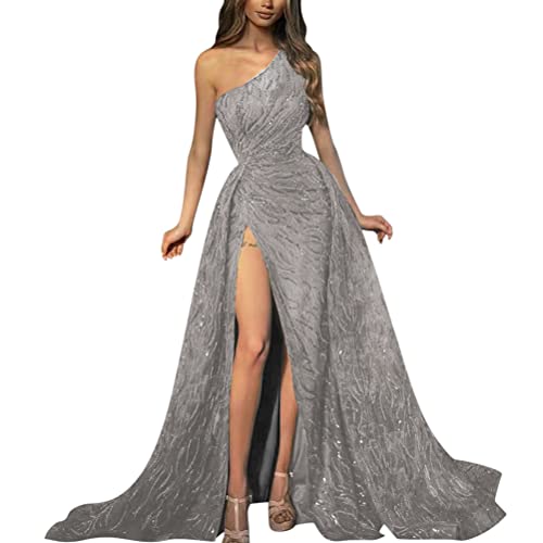 ORANDESIGNE Abendkleid Damen Lang Elegant Paillettenkleid Cocktailkleid mit einem Ärmel Hohe Taille Glitzerkleid A-Linie Ballkleider Maxilang A grau L ORANDESIGNE Abendkleid Damen Lang Elegant Paillettenkleid Cocktailkleid mit einem Ärmel Hohe Taille Glitzerkleid A-Linie Ballkleider Maxilang A grau L von ORANDESIGNE