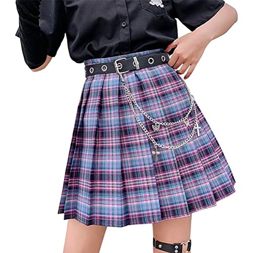 ORANDESIGNE Frauen Mädchen Kurze Hohe Taille Gefaltete Skater Tennis Schule Rock Damen Kariert Rock Faltenröcke Minirock Kurz Skirt Mit Fliege A Rose XS von ORANDESIGNE