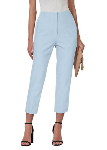 ORANDESIGNE Anzughose Damen Schwarze Hose für Büro Freizeit Elegant Business Hose High Waist Slim Fit Stoffhose mit Stretch Bootcut und Taschen A Hellblau XL von ORANDESIGNE