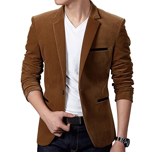 ORANDESIGNE Anzugjacken Herren Sakko Samtstruktur Slim Fit Männer Blazer Modern Freizeit Sakko Leichte Jackett B Braun L von ORANDESIGNE