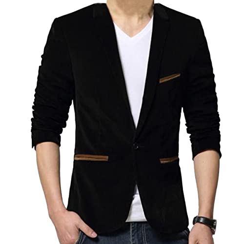 ORANDESIGNE Anzugjacken Herren Sakko Samtstruktur Slim Fit Männer Blazer Modern Freizeit Sakko Leichte Jackett B Schwarz M von ORANDESIGNE