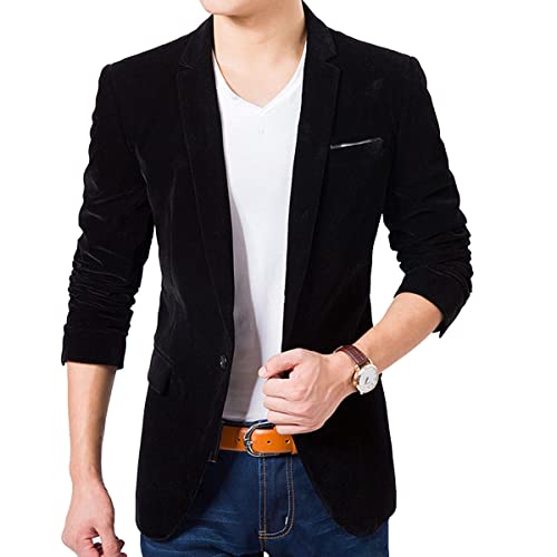 ORANDESIGNE Anzugjacken Herren Sakko Samtstruktur Slim Fit Männer Blazer Modern Freizeit Sakko Leichte Jackett C Schwarz S von ORANDESIGNE