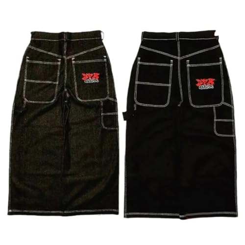 ORANDESIGNE Baggy Hose Herren Y2K Baggy Jeans Hip Hop Hosen Lässige Mode Wide Leg Denim-Hosen Stickerei Gewaschen Lose Weites Bein Hose B Schwarz XS ORANDESIGNE Baggy Hose Herren Y2K Baggy Jeans Hip Hop Hosen Lässige Mode Wide Leg Denim-Hosen Stickerei Gewaschen Lose Weites Bein Hose B Schwarz XS von ORANDESIGNE