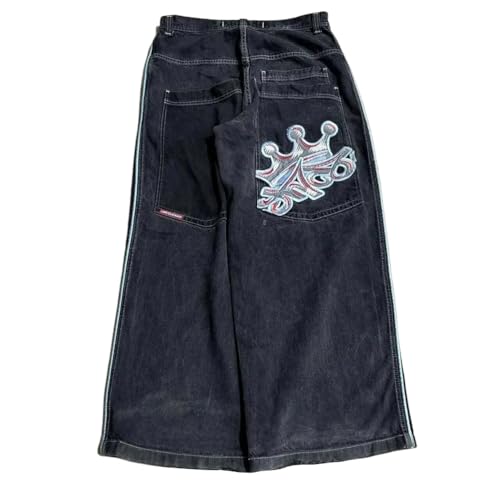 ORANDESIGNE Baggy Hose Herren Y2K Baggy Jeans Hip Hop Hosen Lässige Mode Wide Leg Denim-Hosen Stickerei Gewaschen Lose Weites Bein Hose C Schwarz XL ORANDESIGNE Baggy Hose Herren Y2K Baggy Jeans Hip Hop Hosen Lässige Mode Wide Leg Denim-Hosen Stickerei Gewaschen Lose Weites Bein Hose C Schwarz XL von ORANDESIGNE