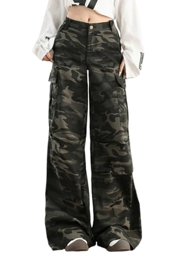 ORANDESIGNE Baggy Jeans Damen Schwarz Denim Cargohose Baggy Y2K Multi Taschen High Waist Bootcut Schlaghose Y2K Teenager Mädchen Arbeitshosen A Tarnung XL ORANDESIGNE Baggy Jeans Damen Schwarz Denim Cargohose Baggy Y2K Multi Taschen High Waist Bootcut Schlaghose Y2K Teenager Mädchen Arbeitshosen A Tarnung XL von ORANDESIGNE