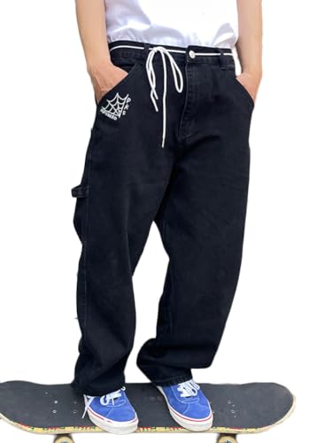 ORANDESIGNE Baggy Jeans Herren Baggy Hose Y2K Jeans Streetwear Herrenjeans Mit Stickerei Hip Hop Hose mit Knopfleiste Jeanshose Loose Denim Pants mit Weitem Bein Männer F Schwarz XL ORANDESIGNE Baggy Jeans Herren Baggy Hose Y2K Jeans Streetwear Herrenjeans Mit Stickerei Hip Hop Hose mit Knopfleiste Jeanshose Loose Denim Pants mit Weitem Bein Männer F Schwarz XL von ORANDESIGNE