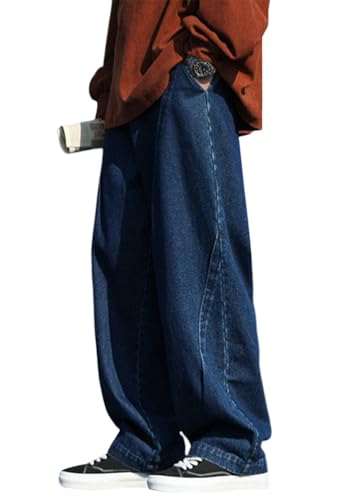 ORANDESIGNE Baggy Jeans Herren Baggy Hose Y2K Jeans Streetwear Herrenjeans Mit Stickerei Hip Hop Hose mit Knopfleiste Jeanshose Loose Denim Pants mit Weitem Bein Männer J Blau XS ORANDESIGNE Baggy Jeans Herren Baggy Hose Y2K Jeans Streetwear Herrenjeans Mit Stickerei Hip Hop Hose mit Knopfleiste Jeanshose Loose Denim Pants mit Weitem Bein Männer J Blau XS von ORANDESIGNE