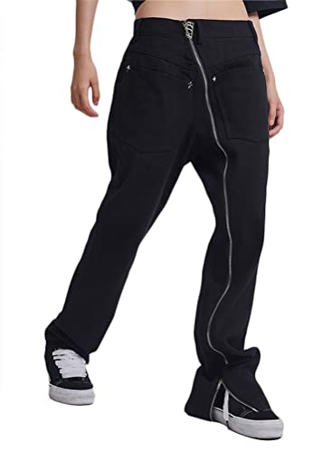 ORANDESIGNE Baggy Jeans Herren Hip Hop Jeanshose Y2k Straight Jeans Teenager Jungen Skateboard Hose Streetwear N Schwarz XL von ORANDESIGNE