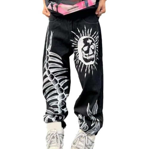 ORANDESIGNE Baggy Jeans Herren Y2K Streetwear Jeans Mit Weitem Bein Hip Hop Skateboard Denim Hosen Lockere Passform N Schwarz L ORANDESIGNE Baggy Jeans Herren Y2K Streetwear Jeans Mit Weitem Bein Hip Hop Skateboard Denim Hosen Lockere Passform N Schwarz L von ORANDESIGNE
